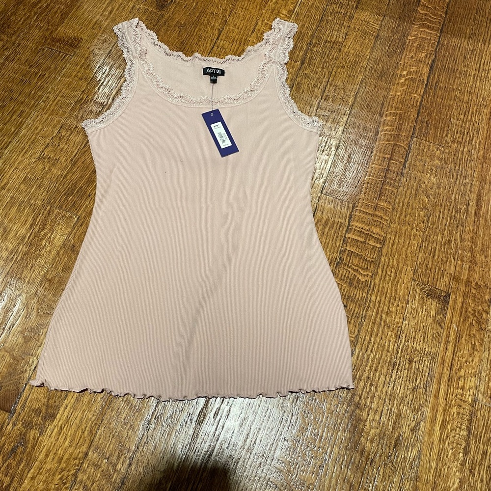 NWT pink lace trimmed tank